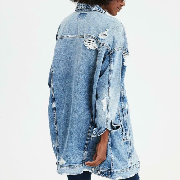 American Eagle Outfitters Jackets & Blazers - American Eagle Oversized Boyfriend Long Denim Jean